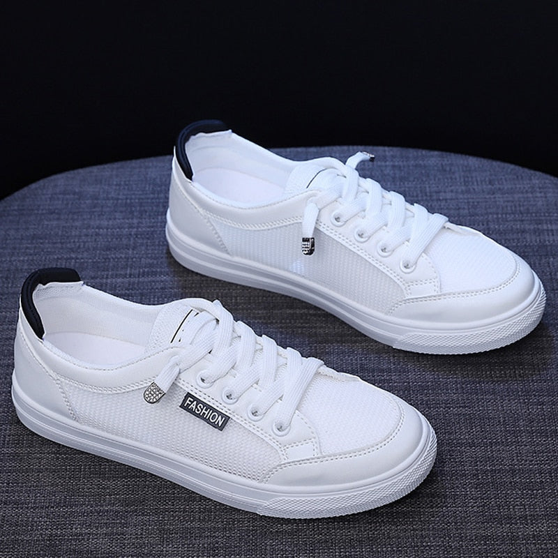 MiekesSneaks | Women's Sporty Casual Sneakers-White and Black-4.5-State of Style