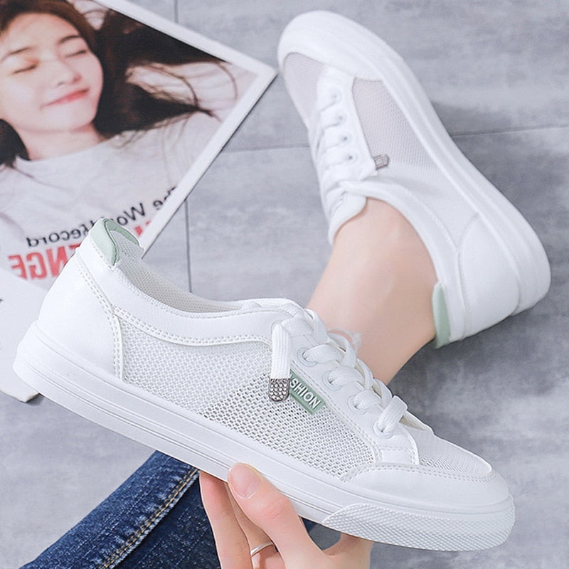 MiekesSneaks | Women's Sporty Casual Sneakers-White and Black-4.5-State of Style