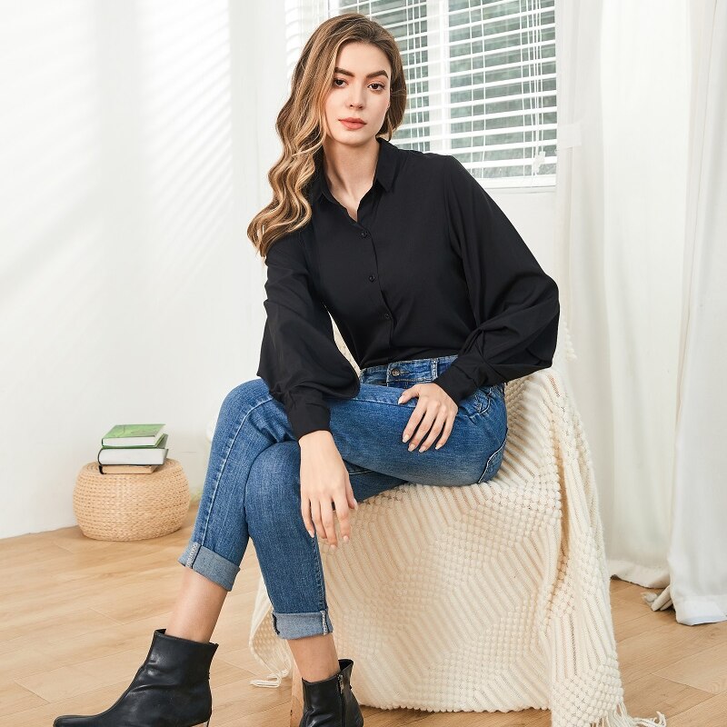 MiesjesBlouse | Women's Sophisticated Elegant Blouse-Black-S-State of Style