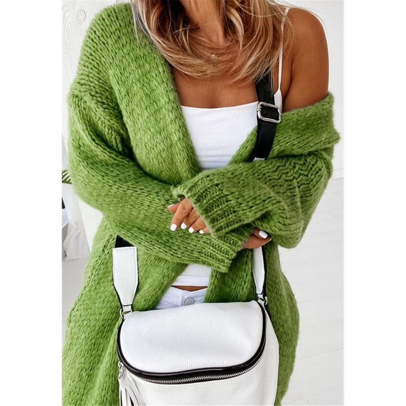 MiesjesVest | Women's Cosy Knit Cardigan-Light Green-S-State of Style