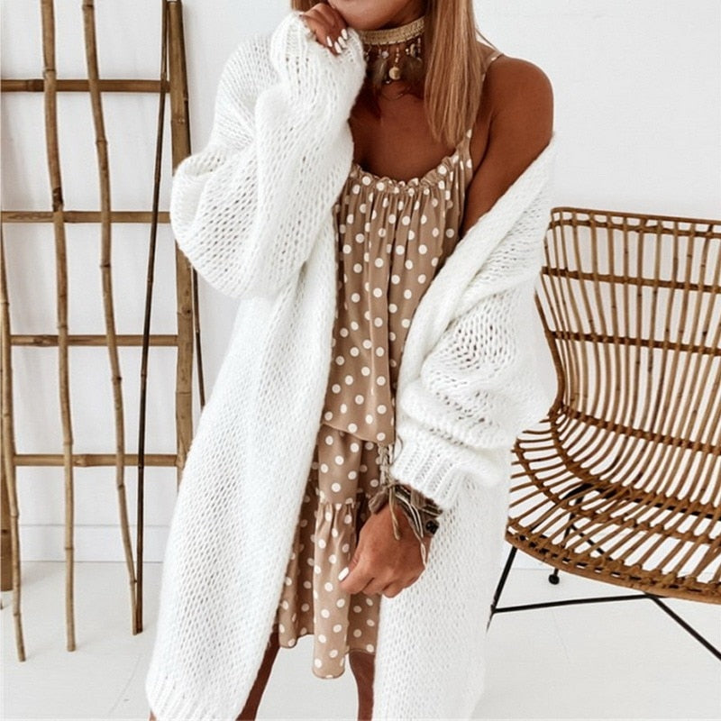 MiesjesVest | Women's Cosy Knit Cardigan-White-S-State of Style
