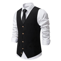 Miguel Traditional Vest – Vintage Green Suede Waistcoat with Sleek Fit-Black-S-State of Style