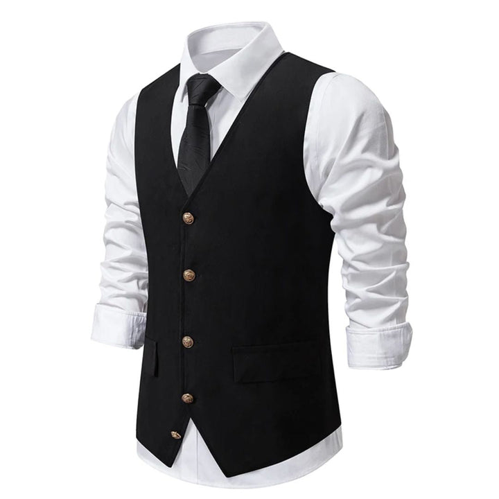 Miguel Traditional Vest – Vintage Green Suede Waistcoat with Sleek Fit-Black-S-State of Style