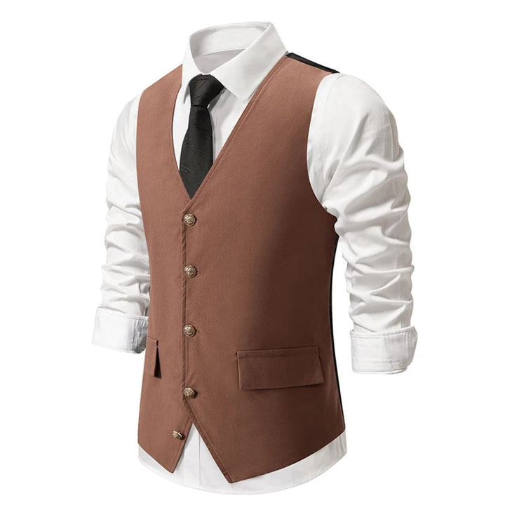 Miguel Traditional Vest – Vintage Green Suede Waistcoat with Sleek Fit-Coffee-S-State of Style