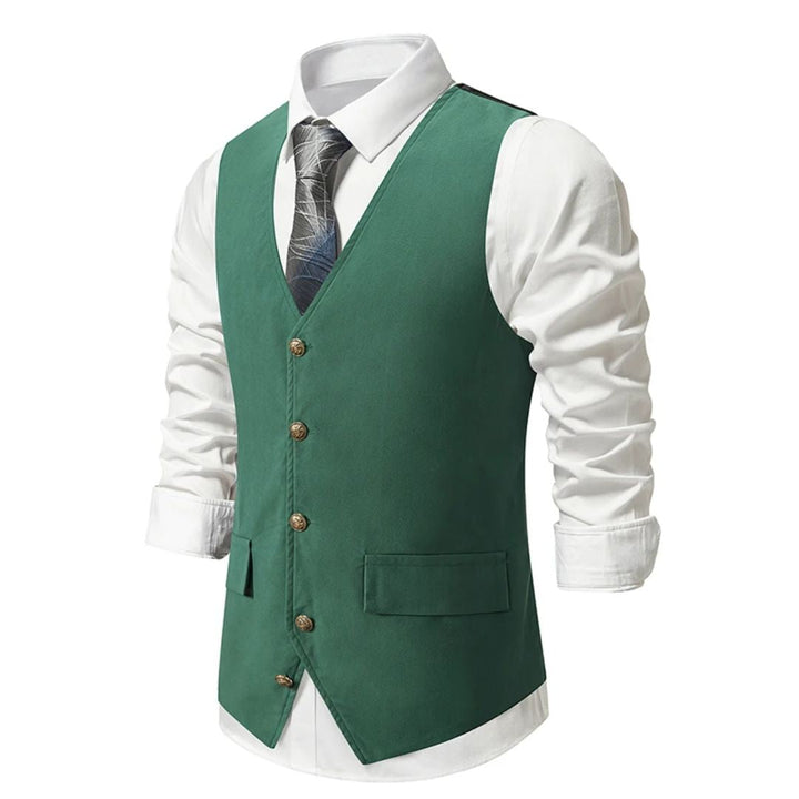 Miguel Traditional Vest – Vintage Green Suede Waistcoat with Sleek Fit-Green-S-State of Style