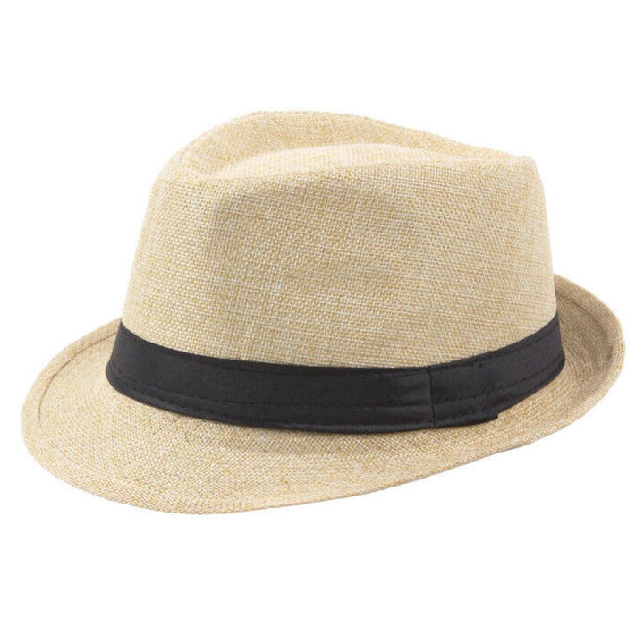 Mikael Traditional Hat – Wide-Brimmed Linen Fedora-Beige-State of Style