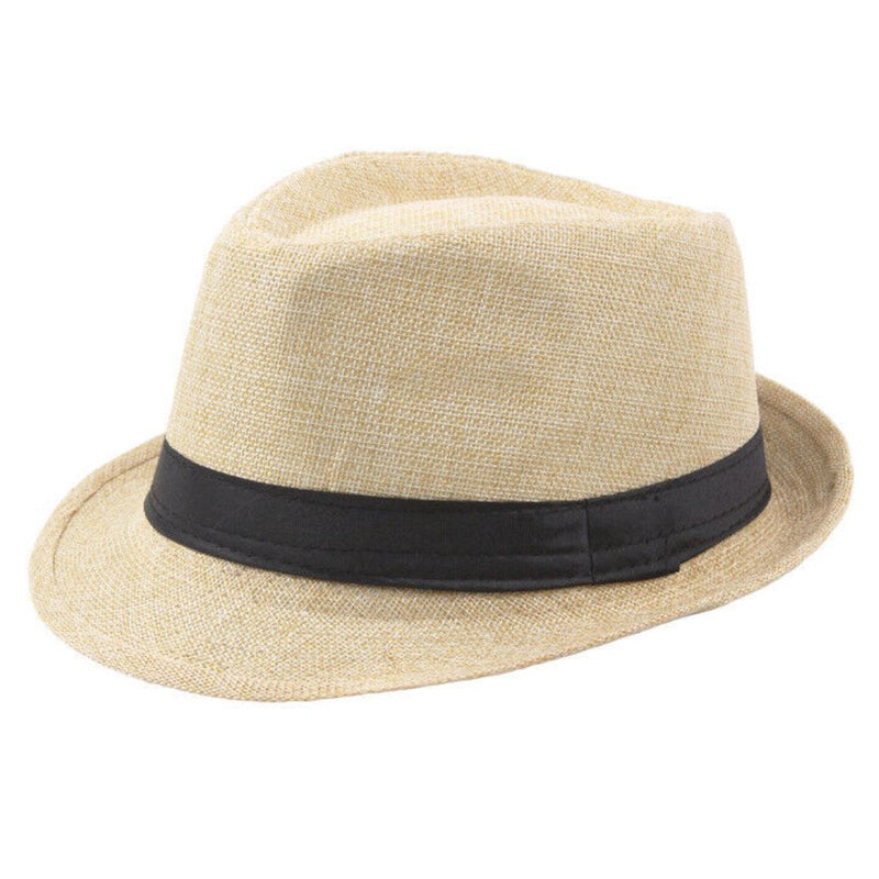 Mikael Traditional Hat – Wide-Brimmed Linen Fedora-Beige-State of Style