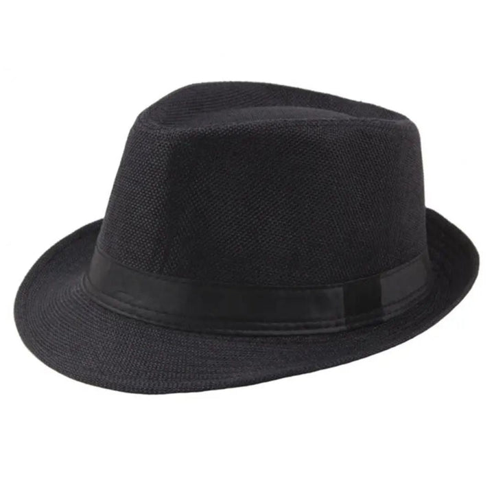 Mikael Traditional Hat – Wide-Brimmed Linen Fedora-Black-State of Style