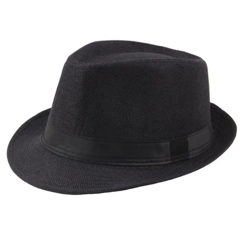 Mikael Traditional Hat – Wide-Brimmed Linen Fedora-Black-State of Style