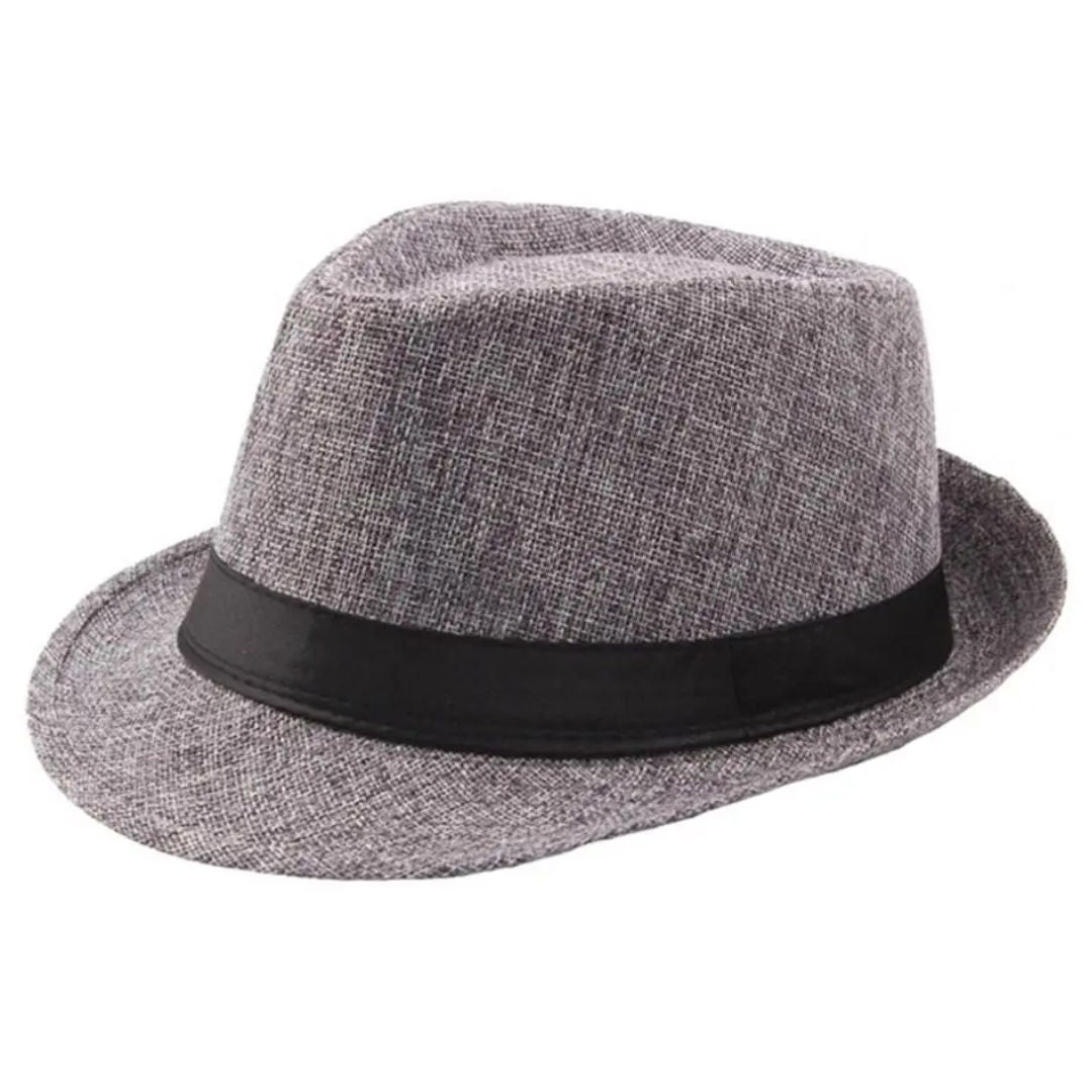 Mikael Traditional Hat – Wide-Brimmed Linen Fedora-Dark Grey-State of Style