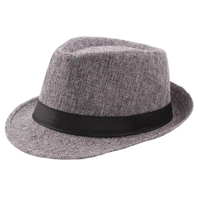 Mikael Traditional Hat – Wide-Brimmed Linen Fedora-Dark Grey-State of Style