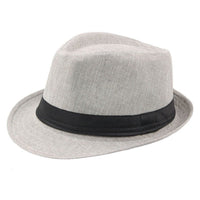 Mikael Traditional Hat – Wide-Brimmed Linen Fedora-Light Grey-State of Style