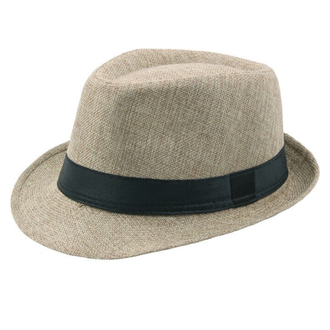 Mikael Traditional Hat – Wide-Brimmed Linen Fedora-Light Khaki-State of Style