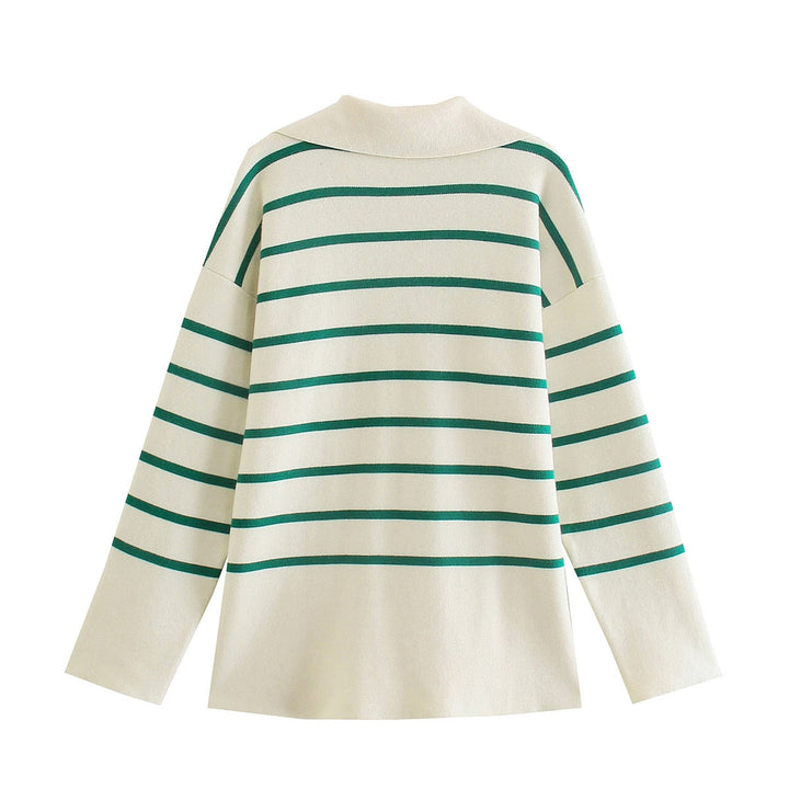 MikesShirt | Women's Classic Striped Knit Sweater-S-State of Style