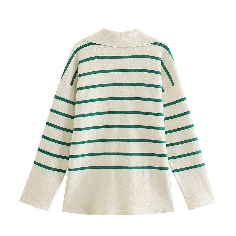 MikesShirt | Women's Classic Striped Knit Sweater-S-State of Style