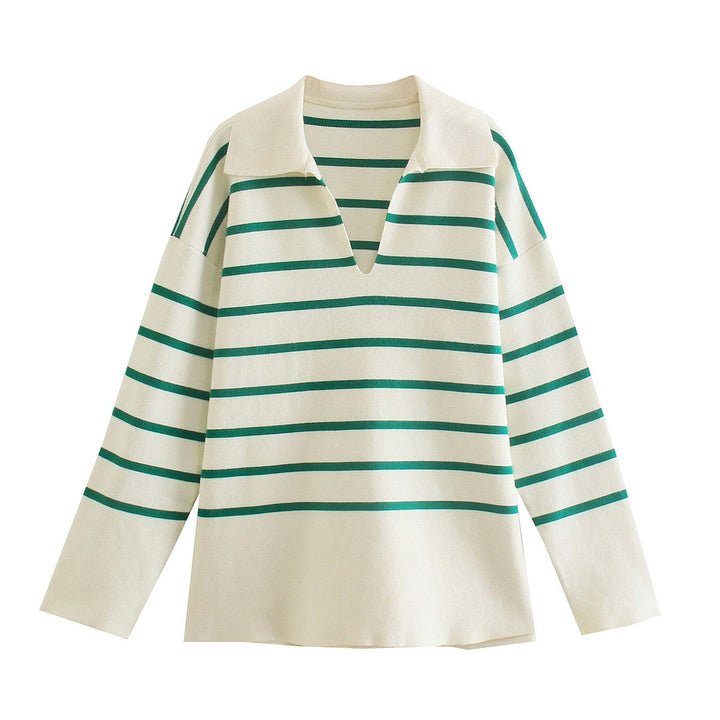 MikesShirt | Women's Classic Striped Knit Sweater-S-State of Style