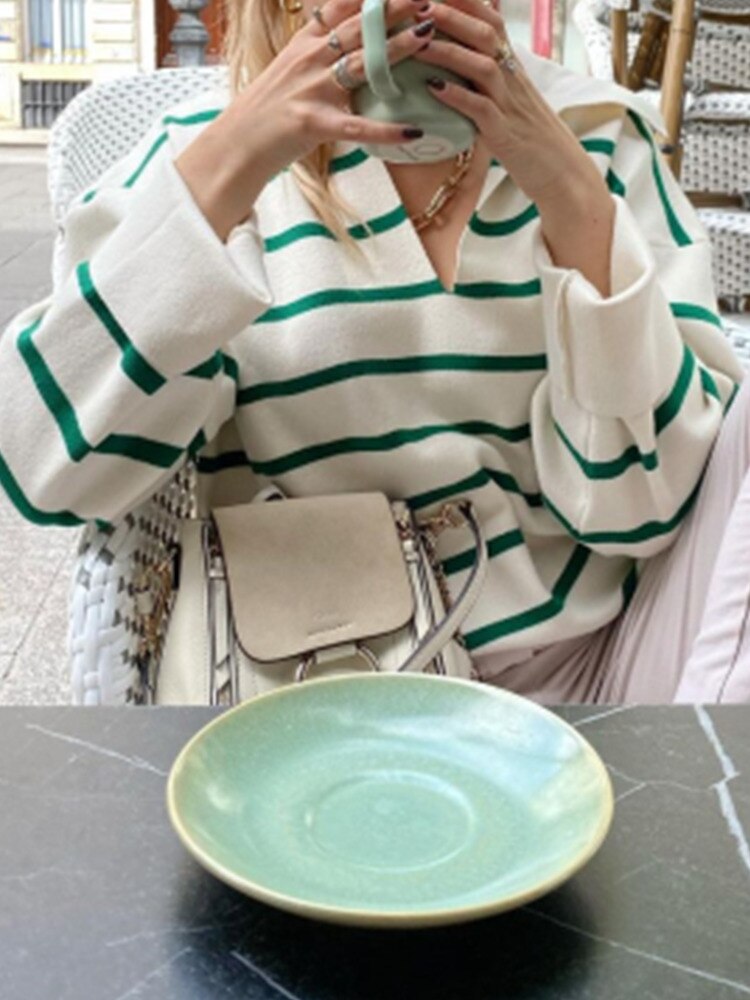 MikesShirt | Women's Classic Striped Knit Sweater-S-State of Style