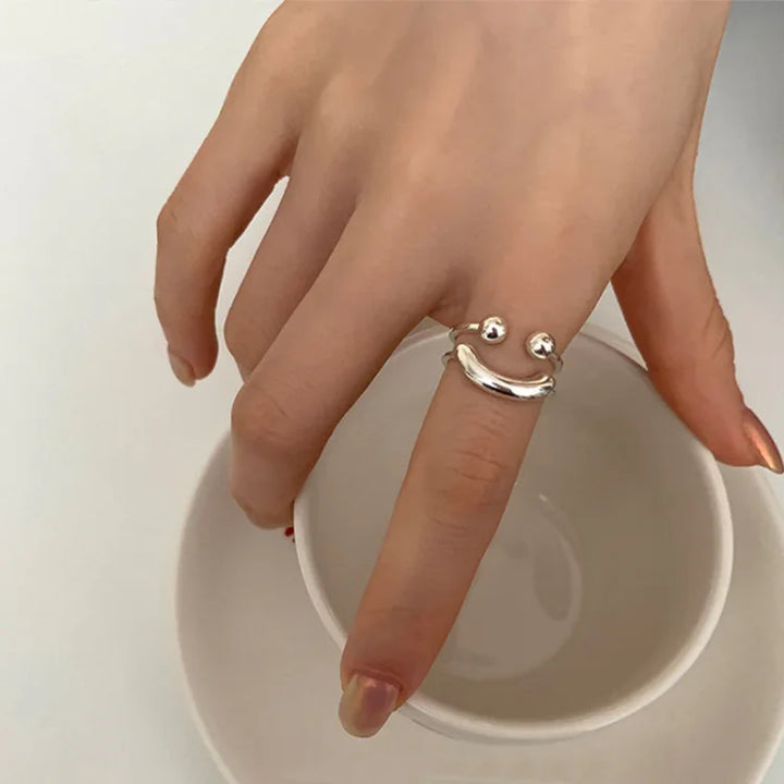 Mila Adjustable Smiley Ring – Playful & Stylish Accessory-Gold-State of Style