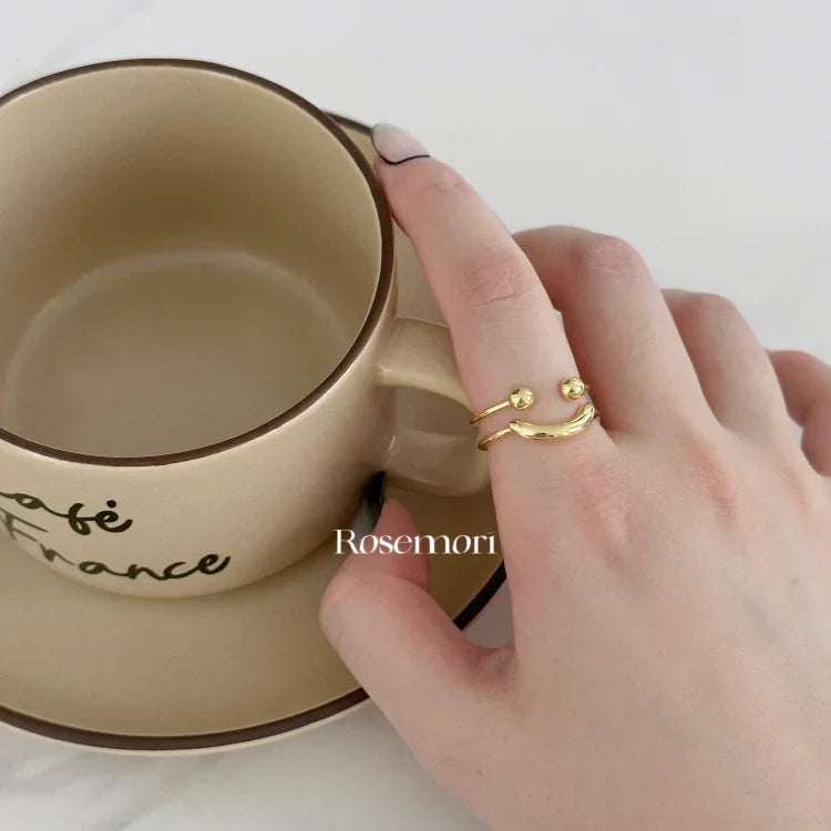 Mila Adjustable Smiley Ring – Playful & Stylish Accessory-Gold-State of Style