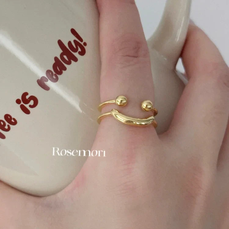 Mila Adjustable Smiley Ring – Playful & Stylish Accessory-Gold-State of Style