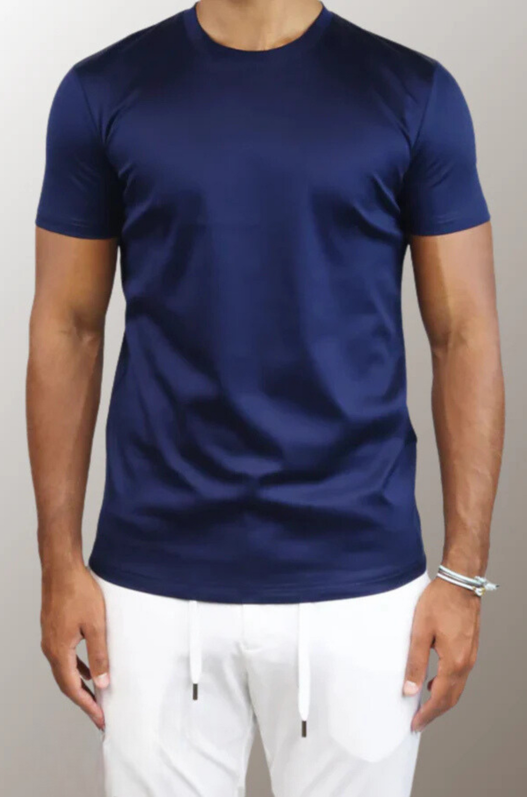 Milan Luxe Silk Men's T-Shirt-Blue-S-State of Style