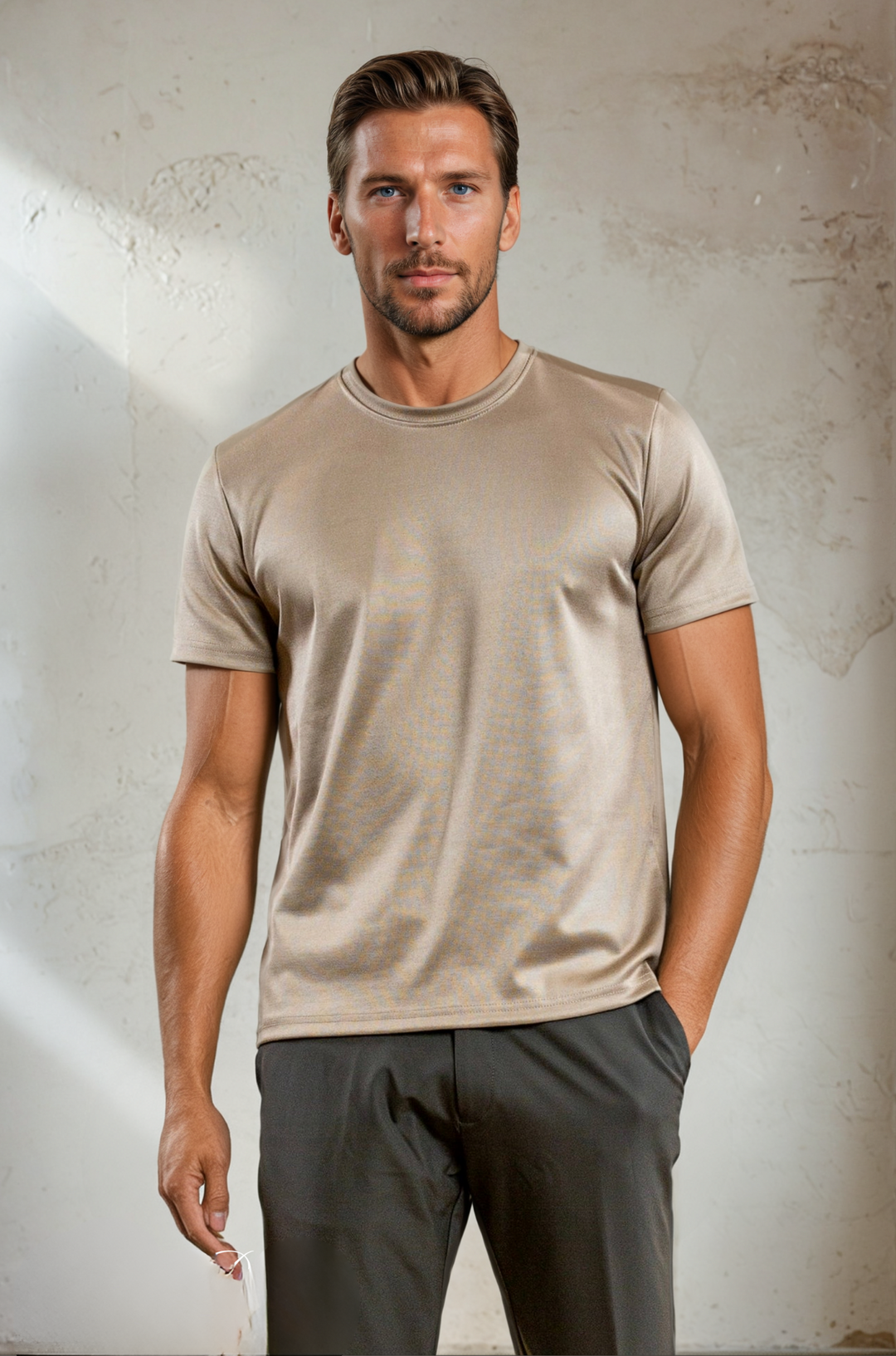 Milan Luxe Silk Men's T-Shirt-Gold-S-State of Style