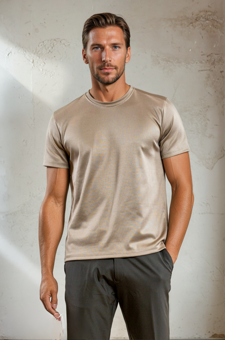 Milan Luxe Silk Men's T-Shirt-Gold-S-State of Style