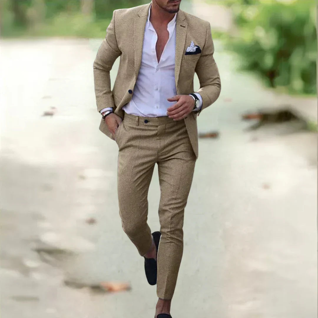 Milan Men's Suit | Slim Fit for Summer & Events-Khaki-S-State of Style