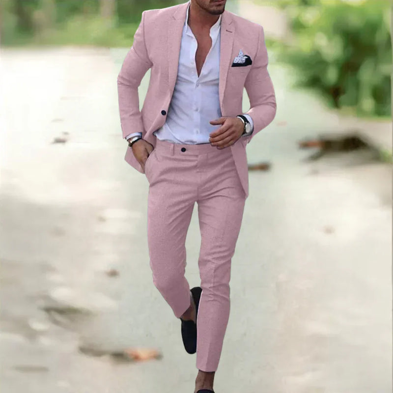 Milan Men's Suit | Slim Fit for Summer & Events-Light Pink-S-State of Style