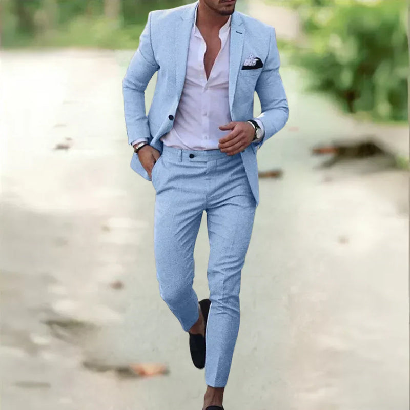 Milan Men's Suit | Slim Fit for Summer & Events-Sky blue-S-State of Style