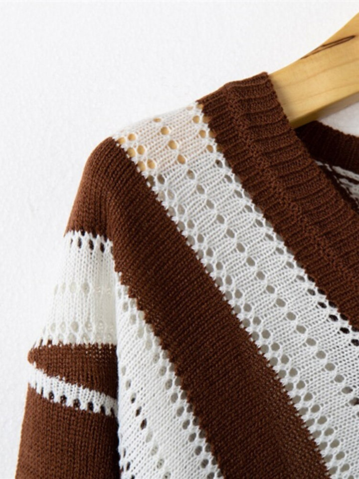 MillysTrui | Women's Stylish Striped Knit Sweater-Grey-S-State of Style