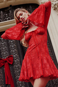 Mini dress with Long Sleeves and Lace – Yelina-Black-S-State of Style