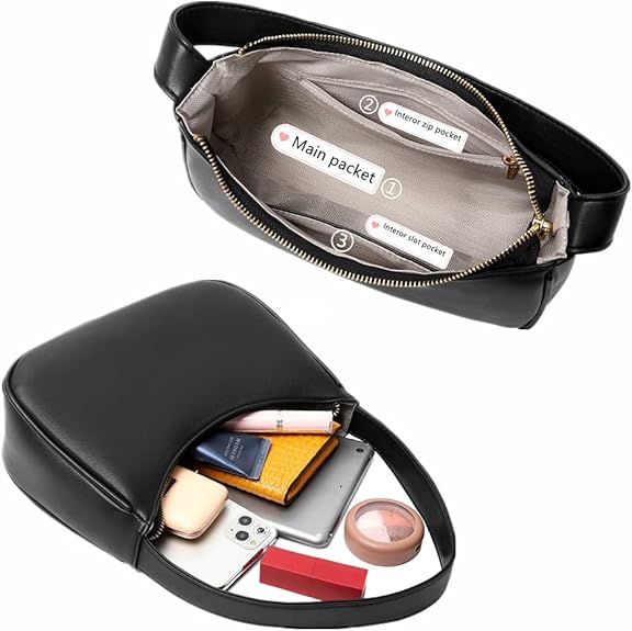 Mini Hobo Bag with Zipper - Sabrina-Black-State of Style