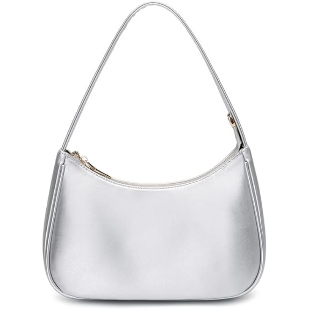 Mini Hobo Bag with Zipper - Sabrina-Silver-State of Style