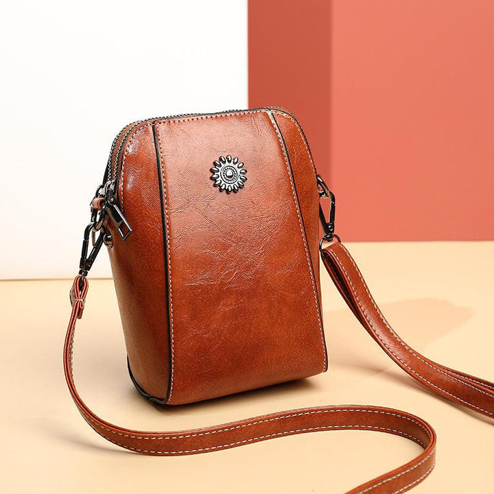 Mini Learning Crossbody Bag with Floral Detail - Liora-Brown-State of Style