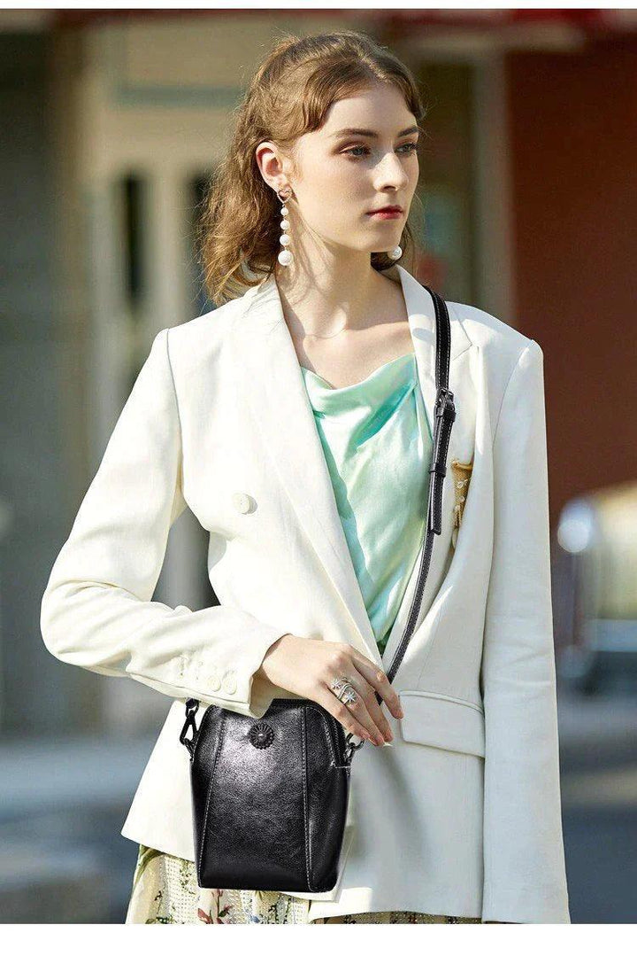 Mini Learning Crossbody Bag with Floral Detail - Liora-Brown-State of Style