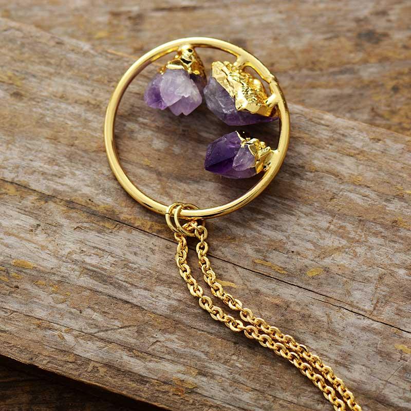 Minimalist Amethyst Raw Stone Necklace - Evelyne-State of Style