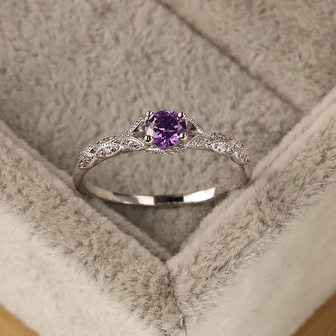 Minimalist Amethyst & Zirconia Ring - Nova-Amethyst-51mm-State of Style