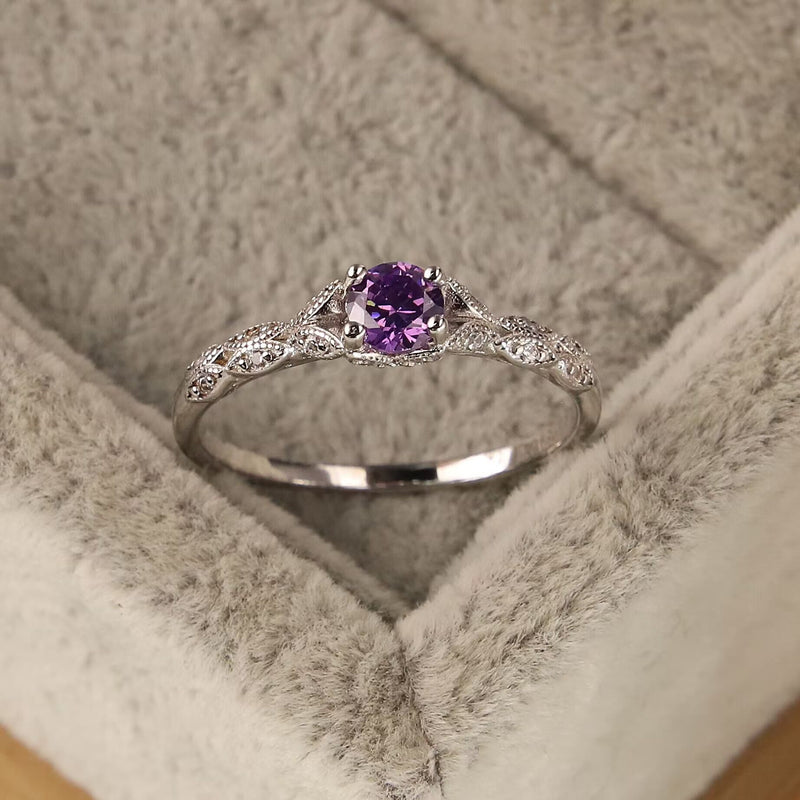 Minimalist Amethyst & Zirconia Ring - Nova-Amethyst-51mm-State of Style