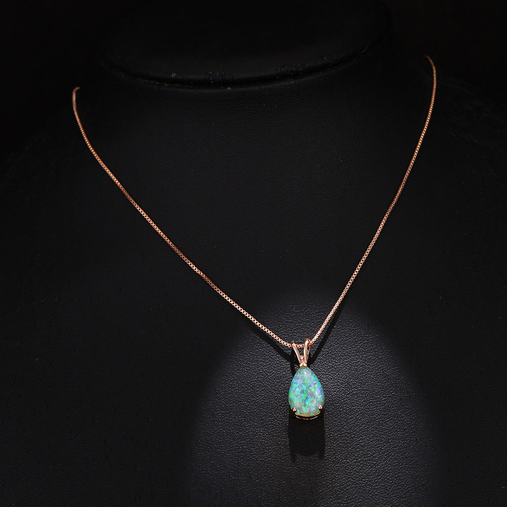 Minimalist Drop Opal Pendant Necklace - Selina-White Opal-Rose gold-State of Style
