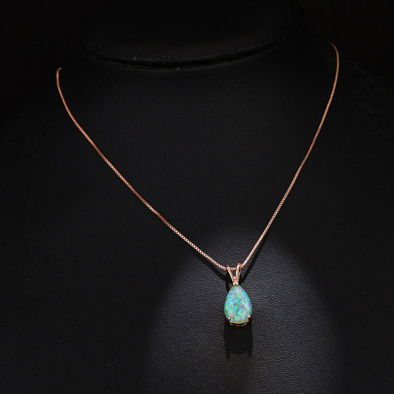 Minimalist Drop Opal Pendant Necklace - Selina-White Opal-Rose gold-State of Style