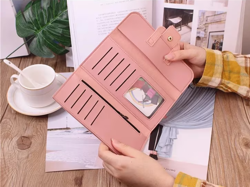 Minimalist Long Leather Wallet – Elegant & Organised Design-Red-State of Style