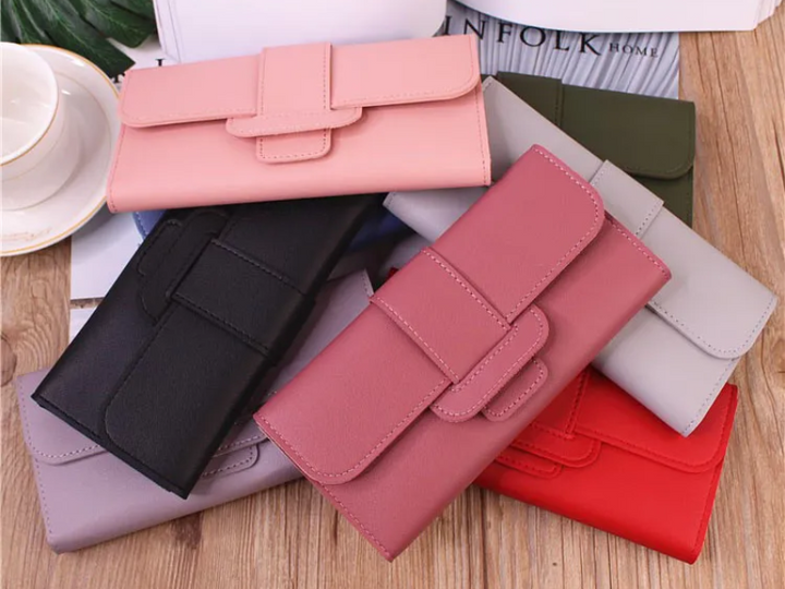 Minimalist Long Leather Wallet – Elegant & Organised Design-Red-State of Style
