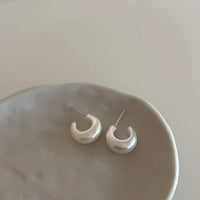 Minimalist Pearl C-Shaped Earrings - Lunette-State of Style