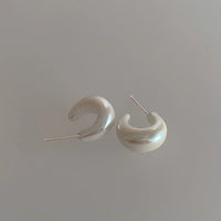 Minimalist Pearl C-Shaped Earrings - Lunette-State of Style