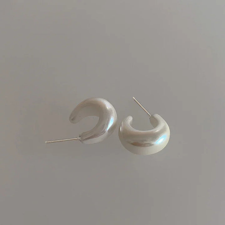 Minimalist Pearl C-Shaped Earrings - Lunette-State of Style