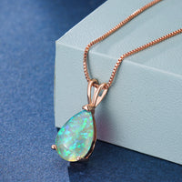 Minimalist Teardrop Opal Pendant Necklace - Selina-Green Opal-Rose Gold-State of Style