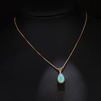 Minimalist Teardrop Opal Pendant Necklace - Selina-White Opal-Rose Gold-State of Style