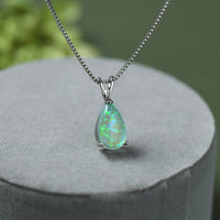 Minimalist Teardrop Opal Pendant Necklace - Selina-White Opal-Rose Gold-State of Style