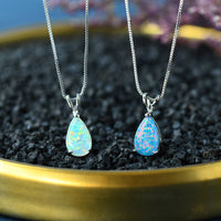 Minimalist Teardrop Opal Pendant Necklace - Selina-White Opal-Rose Gold-State of Style